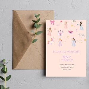 Whimsical Princess Party Invite • Editable Canva Birthday Template for Girls image 2