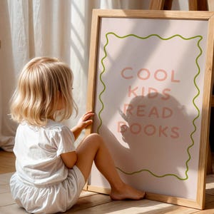Coole Kinder lesen Bücher druckbare Wandkunst - Minimalistische Kinderzimmer Dekor, Lese Poster, digitaler Download, Spielzimmer, Kinderzimmer, Klassenzimmer