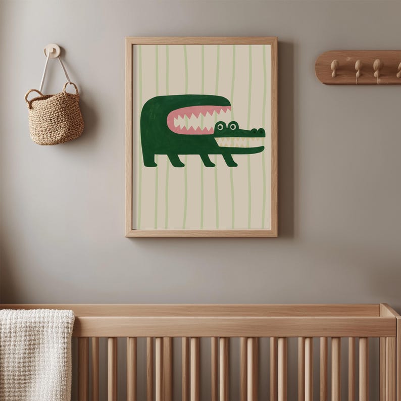 Funny Crocodile Print – Unframed Canvas, Safari Nursery Art image 6