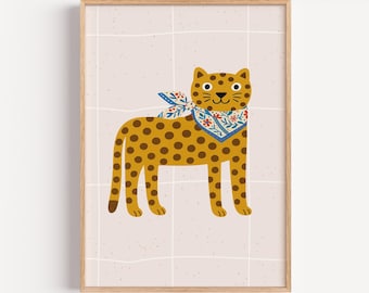 Leopard Wandbild - Jungle Tierdruck fürs Kinderzimmer, Digitaler Download