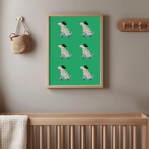 Dalmatian Dog on Skateboard Digital Print, Minimalist Pet Illustration, Kids Room & Nursery Decor