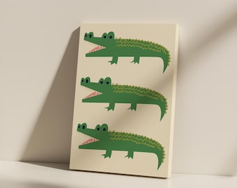 Playful Alligator Print: Kids Room Decor, Unframed Matte Canvas