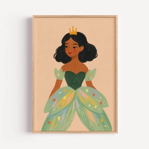 Princess Green Gown Art: Fairytale Nursery or Playroom Decor (Digital Download)