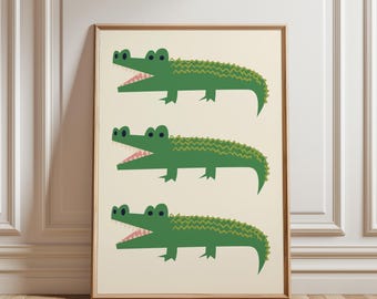 Playful Alligator Poster - Fun Animal Illustration Print for Kids Room Decor  | Rolled Posters