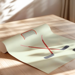 Hockey Poster - Minimalist Hockey Sticks, Puck, and Goal Design - Sports Wall Art  | Rolled Posters
