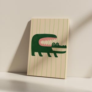 Funny Crocodile Print – Unframed Canvas, Safari Nursery Art image 1