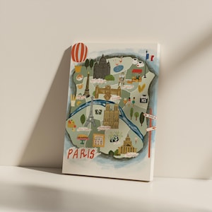 Original Landkarte von Paris - Illustrierte Frankreich Karte | Ungerahmtes Reisedekor für Kinderzimmer, Kinderzimmer & Paris-Liebhaber