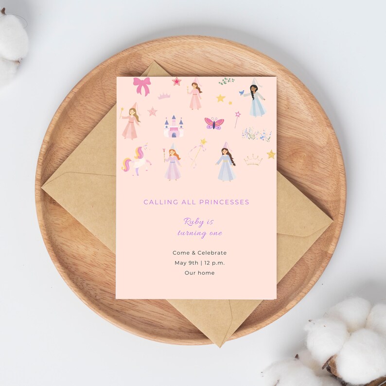 Whimsical Princess Party Invite • Editable Canva Birthday Template for Girls image 6