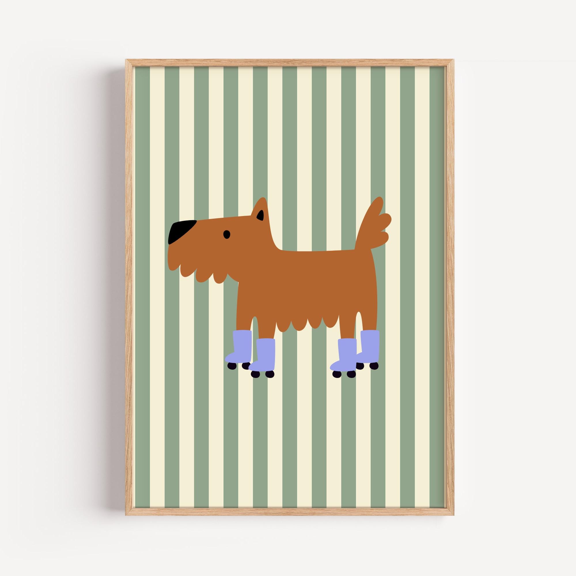 Playful Dog Print: Modern Kids Room Animal Wall Art (Digital Download)