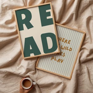 LEER Arte mural digital / Impresión tipográfica llamativa para habitaciones infantiles y decoración de guarderías / Póster para rincón de lectura / Descarga instantánea