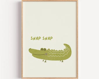 Crocodile Nursery Print: Playful Animal Wall Art (Unframed Rolled Poster)