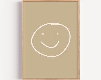 Smiley Face Art Print: Minimalist Kids Room Decor (Digital Download)