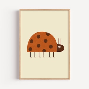 Ladybug Print: Minimalist Bug Illustration, Kids Nursery Decor (Unframed)