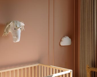 Felt Unicorn Head Wall Mount | Soft Nursery Playroom Decor | Scandinavian Kids Animal Room Art