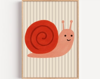 Happy Snail Rolled Poster – Whimsical Kids Animal Print with Soft Colors | Perfect for Nursery, Playroom, or Preschool Decor