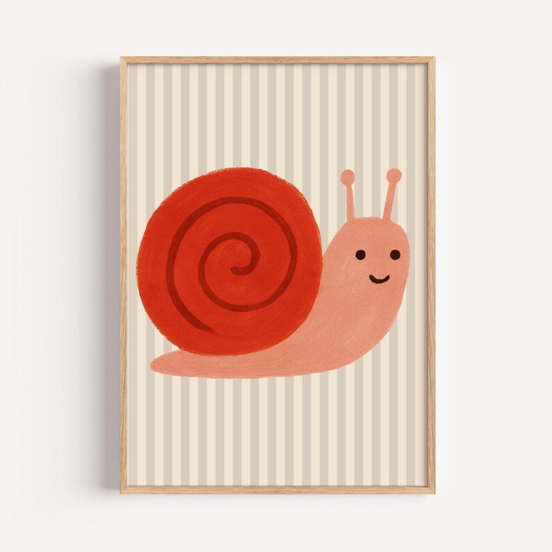 Estampado de caracol feliz: arte animal caprichoso, colores suaves. imagen 3