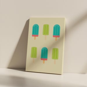 Buntes Popsicle Wandbild | Ungerahmt Sommer Eis Dekor | Matte Leinwand (Multi-Size)