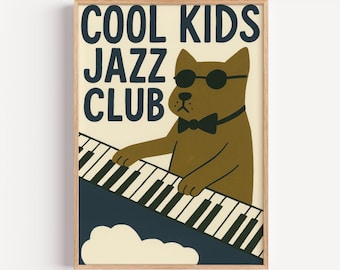 Funny Dog Jazz Club Poster, Kids Room Wall Art (Unframed)
