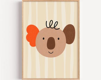 Whimsical Koala Nursery Print: Pastel Jungle Animal Decor (Digital Download)