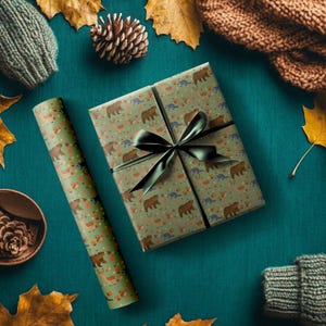Woodland Animals Gift Wrap, Forest Creatures Wrapping Paper Roll, Cute Animal Patterns, Holiday Gift Wrap, Birthday