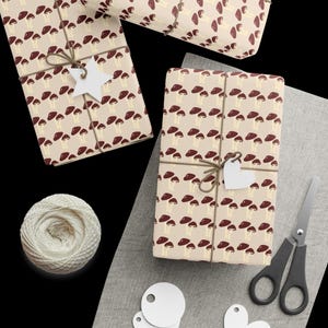 Mushroom Wrapping Paper, Rustic Forest Gift Wrap for Nature Lovers, Eco-Friendly Craft Paper Roll, Holiday Present Packaging, Woodland Party