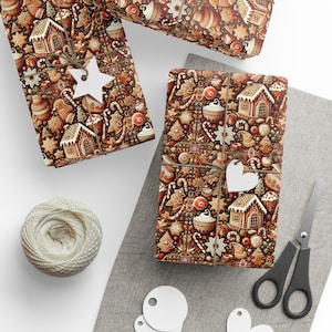 Wrapping Papers Gingerbread House, Festive Christmas Gift Wrap, gingerbread man Packaging, Xmas Decoration Supplies, gingerbread house wrap