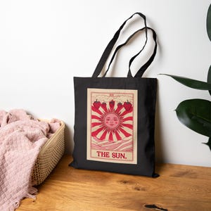 Borsa tote Strawberry Sun, borsa da spiaggia vintage con tarocchi, borsa della spesa a tema frutta, borsa in tela, spesa al mercato agricolo, gita del fine settimana
