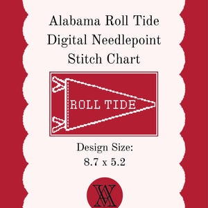 Alabama Roll Tide | Digital Needlepoint Stitch Chart | 13 Mesh