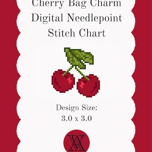 Cherry Bag Charm | Digital Needlepoint Stitch Chart | 18 Mesh