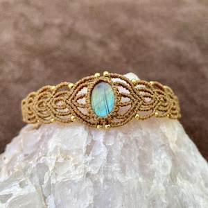 Macrame Labradorite Bracelet: Boho Gemstone Jewelry | Spiritual Gift For Women | Everyday Wear