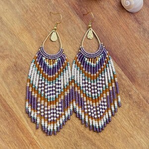 Boho Handmade Beaded Fringe Earrings | Big Macrame Statement Earrings | Tribal Ethnic Jewelry | Festival Earrings | Unique Gift For Her