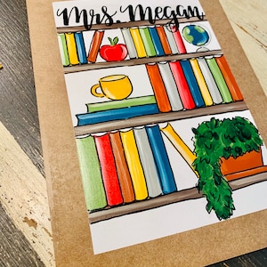 Bookshelf Library Librarian Teacher Name Custom Painted Clipboard Gift Idea