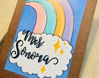 Custom Painted Clipboard Teacher Name Rainbow Back To School Gift Idea