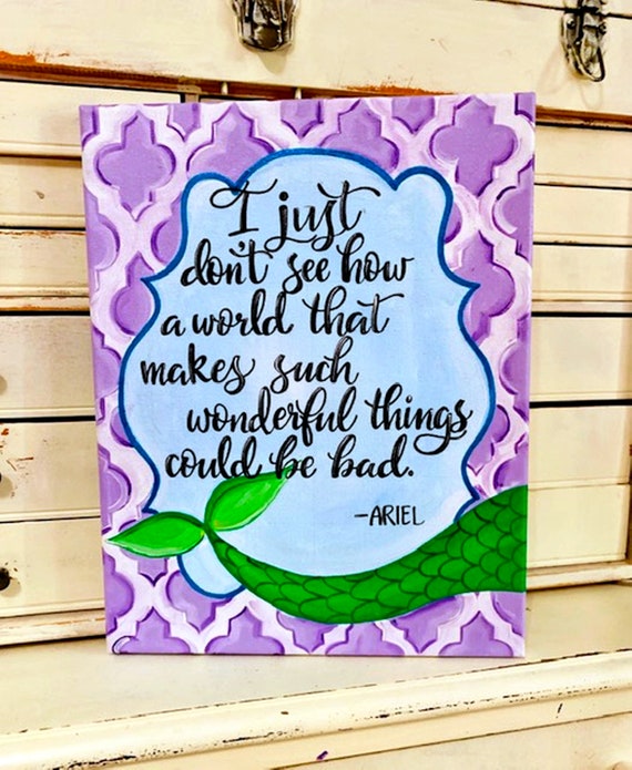 The Little Mermaid Ariel Disney Movie Quote Handpainted Etsy