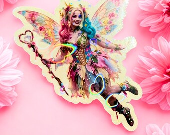 Pegatina de Harley Quinn Hada de Primavera / Pegatina Fairycore / Arte inspirado en Harley