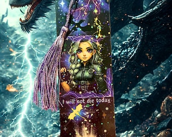 Marcapáginas de Guerrero Dragón / Fantasía / Regalo épico para el lector / Marcapáginas laminado