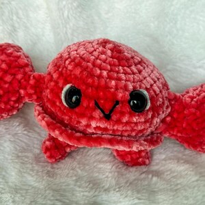 Ready-to-ship: Crochet Velour Crab- Coral