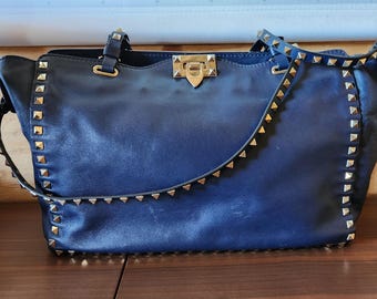 Valentino Rockstud Tote Bag Navy