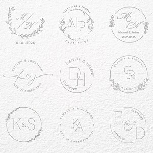 Personalisierter Hochzeits-Prägestempel, Benutzerdefinierter Prägestempel, Namensprägestempel, Umschlag-Einladungsprägestempel, Initialienprägestempel, Serviettenprägestempel, D11