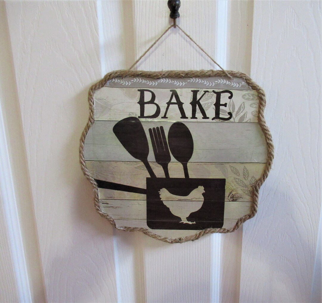 Cook Sign Shoulder NEW Farmhouse Kitchen BAKE Cooking Sign Chicken Utensils Pan 9