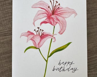 DIGITAL ONLY* Pink Lily Card / Birthday Card