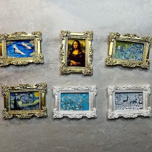 Renoir Flowers Miniature Picture With Gold Frame – 1:12 Scale Dollhouse Accessory - View #2