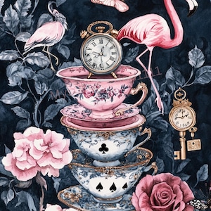Carta da decoupage Alice nel paese delle meraviglie Tea Party n. 324, carta di riso formato lettera per sottobicchieri, portaoggetti, candele, mobili e articoli per il fai da te