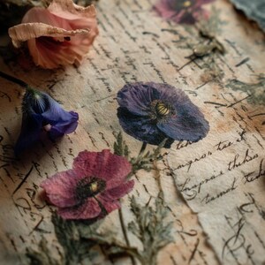 Papel de decoupage con diseño de flores, estilo vintage n.° 383, papel de arroz tamaño carta para joyeros, muebles, arte mural, manualidades y álbumes de recortes.