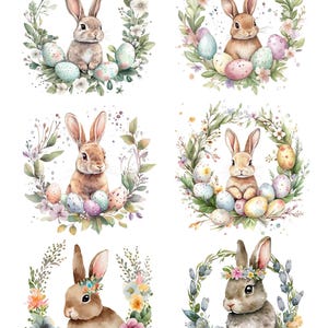 Papier de riz pour découpage avec 6 motifs de guirlande de lapins de Pâques n° 14, papier de riz pour sous-verre, boîte à bijoux, bougie, meubles et fournitures pour travaux manuels