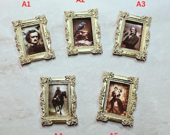 Miniature Painting for Dollhouse Diorama or Fridge Magnet – 1:12 Scale Dark Regency Spooky Wall Art – Haunted Mini Décor – Resin Frame