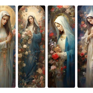 Decoupage bladwijzer Maagd Maria #87, rijstpapier in letter-formaat voor junkjournal, opbergdoos, kaars, meubels en plakboek