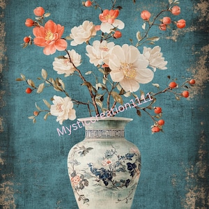 Decoupage rijstpapier chinoiserie bloemen Franse toile kunst #119, rijstpapier Letter-formaat voor Snuisterijdoosje, kaars, meubels, ambacht, dagboek