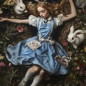 Decoupage Alice nel Paese delle Meraviglie Alice Coniglio Bianco #204, Carta di riso formato lettera per sottobicchieri, portaoggetti, candele, mobili e articoli per il fai da te