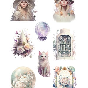 Papier de riz pour découpage avec 8 apothicaires White Witch fantastiques #56, papier de riz pour sous-verre, boîte à bijoux, bougie, meubles, journal de scrapbooking